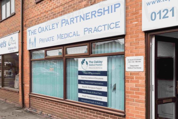 Outside the Oakley medical practice clinic in Sutton Coldfield, in Birmingham